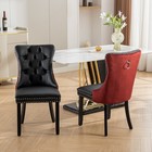 Set Of 2 Modern Dining Chairs Tufted Velvet And Faux Leather Upholstered Chair