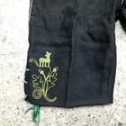 Vtg Black green Deer Embroidered German Lederhosen Shorts W  Leather Suspenders 