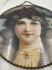 Vintage Flue Cover Victorian Style Girl Garden Glass Chain Border 9   