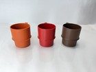 Lot Of 3 Vintage Tupperware 1312 Stackable Coffee Mugs Cups Brown Red Orange