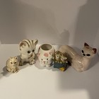Vintage Mixed Ceramic Cat Figurine Lot - Mid Century Siamese  Norleans  Kitsch 