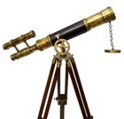 18 Inch Brass Double Barrel Telescope Accents - Antique Maritime Decor