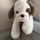 Fao Schwarz Plush Puppy Dog Lab Brown White Lying Stuffed Animal Soft Toy