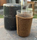Antique Civil War Era Shot Glass In Leather Travel Vessel