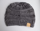 Dark Grey Black Ski Hat Chunky Thick Knit Slouch Cap Beanie Winter Crochet Hat