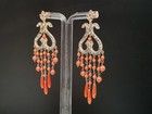 Women s Antique Style Handmade Red Coral Silver Earrings Made In Italy