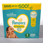 Pampers Swaddlers Size 1 Diapers  210 Count  For 8-14 Pound Baby