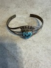 Vintage Navajo Sterling Silver Turquoise Cuff Bracelet 