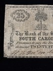 1862 25c Bank Of The State Of South Carolina Civil War Era Obsolete Banknote