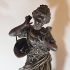 Antique Auguste Moreau Pair Bronzed Spelter 19  Sculptures Art Nouveau Period