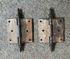 2 Antique Old Cabinet Door Hinges 3 x 3   Victorian Steeple Top Ornate Hinges