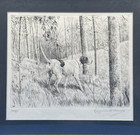 Marguerite Kirmse Pencil Signed Etching Of A Pointer Dog In Woods  style 
