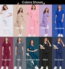 Niaahinn Medical Nurse Uniform Women Men Scrub Set V-neck Top Straight Pant
