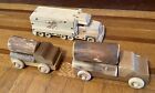 Lot Of 3 Vtg Handcrafted California Redwood Logging Wood Toy Truck Home Depot