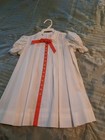 Vintage Little Girls Dress With Red Bow  Eyelet Sleeves See Pictures For Size
