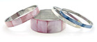 Lot Of Four Vintage Pink Blue White Mop Inlay Shell Bangle Bracelets