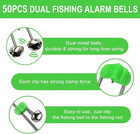 50 Pcs Plastic Fishing Bells Clips Fishing Rod Alarm With Dual Alert Bells
