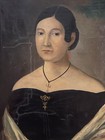 Antique Early 19thc European italian Portrait Painting On Canvas Of A Woman 