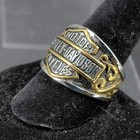 Harley-davidson Hd Men Ring Silver Gold Tone Logo Size 10 5 Motorcycle Band Bike