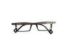 Theo Eddy Designer Eyeglasses Rectangular Geometric Metal Gray Brown Frames