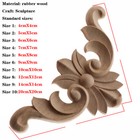 Wood Applique Onlay Decal Modern Ornamental Decoration Rose Crown Figurines