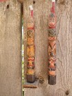 Northwest Coast Antique Model Totem Pole Pair Tlingit Carvings Chief Kahl Teen