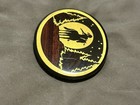 Vintage 1970s Harmony Metal Solid Brass Belt Buckle W  Wood Inlay  rare Design 