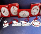 Vtg Russ Berrie Christmas Tree Ornaments Olde Towne Ceramic Boxed Lot Of 4