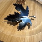 Vtg Estate 2pc Enamel Metal Butterfly   Metal Leaf Brooch Pin Set Silver Gold
