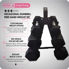 Holahatha Hexagonal Dumbbell Free Hand Weight Set W rack  5  10    15 Lbs  Black