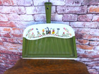 Vintage J v  Reed Metal Dustpan W  Handle Dutch Motif Green white Louisville Usa