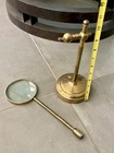 Antique Brass metal Magnifier Maritime Adjustable Stand Magnifying Glass Desktop