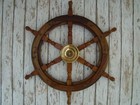 24  Wooden Nautical Ship Steering Wheel Pirate Decor Wood Brass Finish Wall Boat