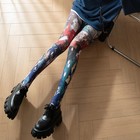Ladies Retro Ethnic Japanese Colorful Faux Silk Stocking Pantyhose Hosiery Tight