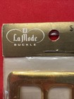 Vtg La Mod Brass Tone Metal Belt Vertical Rectangle 3   Buckle Nip 2611