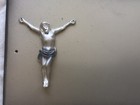 Vintage Silver Colored  Funeral  Casket Plate Coffin Plaque With Jesus Attached