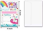Pool Party Unicorn Birthday Invitation With Envelopes  Lot Of 40  Summer Fun
