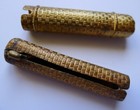 Vintage Lipstick Case In Gold Tone  Tiny Size Novelty Collectible