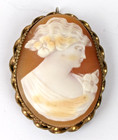 Lovely Antique Cameo Large Hand Carved Shell Maiden With Flowers 1 5  Pendant