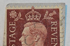 Postage Revenue   King George Vi   Brown 1  d Stamp   Posted used   C 1940 s  z06