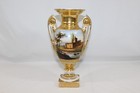 Antique 19th C  Old Paris Porcelain Hand Painted Gilded Vase Urn Repaired Base