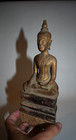 Primitive Antique Seated Carved Wood Buddha Figure From Thailand
