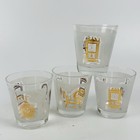 Vtg French Frosted Glass Lowball Set Gold Barware Rocks Glasses France Set Of 4