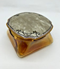 Vintage Deco Amber Glass Green Celluloid Bakelite Vanity Set  euc 