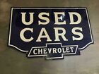 Porcelain  Chevrolet  Used Cars Enamel Sign  30x20 Inches Double Sided