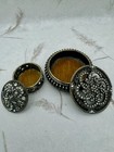 Vintage Brass Enameled Jeweled Rhinestone Lot Of 2 Trinket Boxes Circa 1940s 50s
