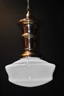  large Art Deco Pendant Light Opaline Milk Glass Shade 1930s Industrial Vintage 