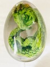 Resin Acrylic Green   Orange Baby Dragon In Clear Egg Figurines 3    X 2 25   