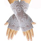 Monochef Women Short Lace Gloves Sunblock Fingerless White Lace Fingerless
