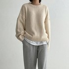 Solid Knitted Jumpers Women Sweater O Neck Pullovers Spliced Long Sleeve Sweater